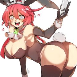 Rule 34 | 1girl, ahoge, animal ears, arc system works, artist request, ass, bare shoulders, blue eyes, blush, breasts, cameltoe, elbow gloves, elphelt valentine, fake animal ears, from behind, gloves, guilty gear, guilty gear xrd, heart, highres, huge ass, large breasts, leaning, leaning forward, leotard, looking at viewer, open mouth, pink hair, playboy bunny, rabbit ears, rabbit tail, shiny clothes, shiny skin, short hair, smile, solo, tail