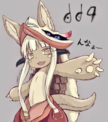 Rule 34 | 10s, artist request, brown eyes, rabbit, furry, made in abyss, nanachi (made in abyss), open mouth, white hair