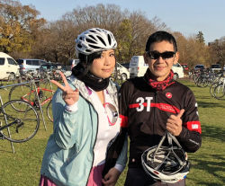 Rule 34 | 1girl, asian, bicycle, bicycle helmet, black hair, chouzuki maryou, helmet, lipstick, makeup, photo (medium), plump