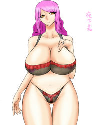 Rule 34 | 1girl, bra, breasts, female focus, huge breasts, jewelry, lingerie, mature female, original, panties, purple hair, red eyes, ring, simple background, solo, standing, thigh gap, thighs, underwear, wedding ring, white background, wide hips, wiz-coolhait