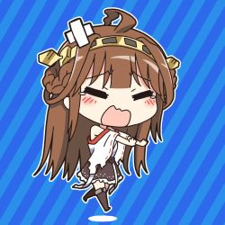 Rule 34 | 10s, 1girl, :d, ahoge, animated, animated gif, bad id, bad pixiv id, bandaid, blush, blush stickers, boots, brown hair, chibi, crossed bandaids, detached sleeves, double bun, closed eyes, hair ornament, hairband, headgear, hnmr, japanese clothes, kantai collection, kongou (kancolle), long hair, lowres, md5 mismatch, open mouth, running, skirt, smile, solo, tears, thigh boots, thighhighs, torn clothes, ugoira, violetshit, wavy mouth, wide sleeves, zettai ryouiki