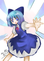 Rule 34 | 1girl, bad id, bad pixiv id, blue hair, bow, cirno, female focus, mirino, ribbon, short hair, solo, embodiment of scarlet devil, touhou, wings