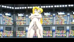 Rule 34 | 1futa, 1girl, ahegao, animated, arena, audience, blonde hair, breasts, cum, cum in pussy, dangling arms, dangling legs, fighting, futa with female, futanari, grabbing, grabbing another&#039;s breast, grabbing from behind, highres, large breasts, medium breasts, mikumikudance, mikumikudance (medium), multiple girls, muscular, muscular arms, muscular female, nipples, public indecency, purple eyes, reverse suspended congress, rwby, sex, sex from behind, testicles, vaginal, video, yang xiao long