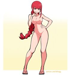 Rule 34 | braid, braided ponytail, breasts, chainsaw man, completely nude, kiramochi, makima (chainsaw man), nipples, nude, ponytail, pussy, red hair, toenails, toes, unusual pupils, yellow eyes