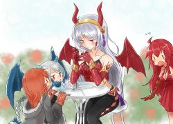 Rule 34 | 10s, 4girls, ahoge, bad id, bad pixiv id, blush, claws, cup, dragon girl, dragon horns, dragon wings, fang, hairband, horns, horo (monster musume), lato (monster musume), liza (monster musume), reptile girl, long hair, monster girl, monster musume no iru nichijou, monster musume no iru nichijou online, multiple girls, open mouth, orange hair, red eyes, red hair, sala (monster musume), scales, sitting, sweatdrop, tana (tana chi35), teacup, very long hair, white hair, wings, | |