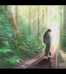 Rule 34 | 1boy, fengxi (the legend of luoxiaohei), highres, leaf, letterboxed, long hair, long sleeves, male focus, outdoors, photo background, plant, pointy ears, profile, rkp, sleeves past wrists, solo, standing, luo xiaohei zhanji, tree, vanishing point, very long hair, wide shot