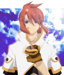 Rule 34 | 00s, 1boy, fading, gloves, green eyes, lowres, luke fon fabre, male focus, red hair, serious, solo, tales of (series), tales of the abyss