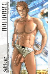 Rule 34 | 1boy, balflear, final fantasy, final fantasy xii, foreskin, male focus, outdoors, penis, presenting, topless male, solo, testicles, underwear, undressing