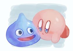 Rule 34 | 1other, blue eyes, blue skin, colored skin, dragon quest, full body, healslime, kirby, kirby (series), monster, nintendo, open mouth, shiburingaru, simple background, slime (creature), slime (dragon quest), smile, square enix, super smash bros., white background