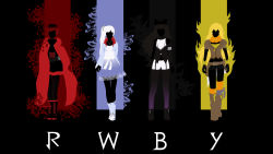 Rule 34 | 4girls, black theme, blake belladonna, boots, capelet, copyright name, dress, fire, grey theme, highres, long hair, monochrome, multiple girls, pantyhose, ponytail, red theme, ruby rose, rwby, silhouette, skirt, spot color, thothslibrary, weiss schnee, white theme, yang xiao long, yellow theme