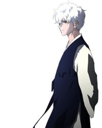Rule 34 | 1boy, black jacket, closed mouth, dr. frost, frost (dr. frost), jacket, long hair, looking at viewer, messy hair, serious, shirt, simple background, solo, webtoon, white background, white hair, white shirt