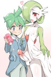 Rule 34 | 2boys, aftersex, artificial vagina, artist request, blush, censored, colored skin, creatures (company), cum, dress, erection, game freak, gardevoir, gen 3 pokemon, green hair, grey eyes, heart, interspecies, male focus, multiple boys, nintendo, open mouth, orgasm, penis, pokemon, pokemon (creature), red eyes, sex toy, short hair, size difference, smile, wally (pokemon), wally (poku00e9mon), white skin, yaoi