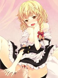 Rule 34 | 1girl, absurdres, apron, bare shoulders, blonde hair, blush, braid, buttons, censored, cum, cum in pussy, flat chest, hair ribbon, highres, kaneru, kirisame marisa, md5 mismatch, nipples, no panties, off shoulder, open mouth, penis, petite, pointless censoring, pussy, resolution mismatch, ribbon, saliva, sex, short hair, socks, solo focus, source smaller, spread legs, strap slip, tears, touhou, vaginal, veins, veiny penis, yellow eyes