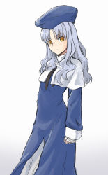 00s blue_hair blush brown_eyes caren_hortensia fate/hollow_ataraxia fate/stay_night fate_(series) hat long_hair minato_fumi silver_hair solo yellow_eyes