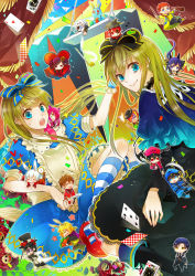 Rule 34 | !, 0 0, 3girls, 6+boys, :3, ^ ^, ace (kuni no alice), alice in wonderland, alice liddell (kuni no alice), animal ears, apron, aqua eyes, arms up, black dress, black gloves, black hair, blonde hair, blood dupre, blue eyes, blue hair, blush, blush stickers, boots, boris airay, bow, bowtie, braid, brother and sister, brothers, brown hair, cabbie hat, cane, card, carnival, cat ears, cat tail, chain, chibi, choker, circus, closed eyes, cloud, colored eyelashes, confetti, crown, curtains, dress, dropping, dual persona, dutch angle, earrings, elliot march, everyone, expressionless, eyepatch, falling, feather boa, fingernails, flower, fork, frills, glasses, gloves, gray ringmarc, hair bow, hair intakes, hair over one eye, happy, hat, heart, heart no kuni no alice, highres, holding hands, instrument, jewelry, joker (kuni no alice), julius monrey, knee boots, kneehighs, knife, laughing, leaning, leaning back, long hair, long sleeves, looking at viewer, looking back, looking down, looking up, male playboy bunny, mary gowland, mary janes, mouse ears, mouse tail, multicolored hair, multiple boys, multiple girls, musical note, nail polish, necktie, nightmare gottschalk, open mouth, orange hair, outline, pants, peter white, pierce villiers, pink hair, playing card, pocket watch, polearm, ponytail, puffy sleeves, purple eyes, purple hair, rabbit, rabbit ears, rabbit tail, reaching, red eyes, red flower, red hair, red rose, ringlets, rose, running, scared, shaded face, shoes, short sleeves, siblings, sitting, sky, smile, smoke, smoking pipe, socks, sparkle, streaked hair, striped clothes, striped legwear, striped socks, stuffed animal, stuffed toy, surprised, sweat, swept bangs, sword, tail, tent, top hat, tweedle dee (kuni no alice, tweedle dee (kuni no alice), tweedle dum (kuni no alice), twins, violin, vivaldi, watch, wavy hair, weapon, white gloves, white hair, wristband, xxi eve, yellow eyes