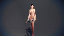 Rule 34 | 1girl, 3d, animated, animated gif, ass, black hair, bouncing breasts, breasts, evy (mabinogi), large breasts, mabinogi, mabinogi heroes, nipples, nude, pussy, staff, uncensored, walking