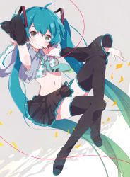 Rule 34 | 1girl, aqua eyes, aqua hair, bad id, bad pixiv id, boots, bra, female focus, fly 333, full body, hatsune miku, long hair, looking at viewer, necktie, open clothes, open shirt, shirt, skirt, smile, solo, thigh boots, thighhighs, twintails, underwear, very long hair, vocaloid