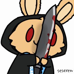 Rule 34 | animated, animated gif, arknights, blood, character request, knife, lowres, rabbit, red eyes, seseren