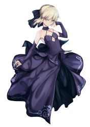 Rule 34 | 1girl, absurdres, artoria pendragon (all), artoria pendragon (fate), black bow, black choker, blonde hair, bow, breasts, choker, cleavage, closed mouth, collarbone, detached sleeves, fate/stay night, fate (series), floating hair, full body, hair bow, highres, layered skirt, long hair, long skirt, long sleeves, purple skirt, purple sleeves, saber alter, simple background, skirt, skirt set, small breasts, solo, viktorf, white background, yellow eyes