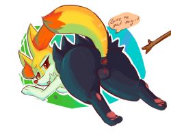 Rule 34 | 1girl, actionbastardvirginblaster (assley), all fours, animal ears, animal hands, anus, ass, braixen, creatures (company), english text, feet, fox ears, fox tail, from behind, full body, furry, furry female, game freak, gen 6 pokemon, half-closed eyes, heart, legs apart, looking back, nintendo, open mouth, pokemon, pokemon (creature), pokemon xy, pussy, red eyes, signature, solo, spoken heart, stick, tail, text focus, transparent background, uncensored