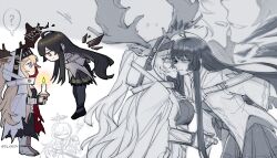 Rule 34 | 2girls, ;), ?, ahoge, animal ears, antenna hair, antlers, antlers through headwear, arknights, armor, arms behind back, artist name, ascot, belt, belt buckle, belt pouch, black dress, black eyes, black footwear, black hair, black halo, black skirt, black thighhighs, black wings, blonde hair, blue eyes, blunt bangs, blush, boots, bow (music), breasts, broken halo, buckle, candle, candle wax, candlelight, candlestand, cello, chibi, close-up, closed mouth, coat, collared jacket, commentary, cowboy shot, dark halo, deer antlers, deer ears, deer girl, detached wings, dlanon, dress, energy wings, english commentary, expressionless, eye contact, fire, floating, floating hair, flustered, from side, full body, gauntlets, gloves, hair between eyes, hair through headwear, halo, hand on another&#039;s chin, hand up, high heel boots, high heels, hime cut, holding, holding bow (music), holding candle, holding instrument, holding violin, hood, hood up, hooded coat, horns, imminent kiss, instrument, jacket, large breasts, leaning, leaning forward, long hair, looking at another, looking down, looking up, medium breasts, mole, mole under eye, multiple girls, multiple views, music, one eye closed, parted lips, partially colored, playing, playing instrument, pouch, profile, red coat, seductive smile, short-sleeved jacket, short sleeves, sidelocks, simple background, sketch, skirt, smile, spoken question mark, spoken sweatdrop, standing, surprised, sweat, sweatdrop, thighhighs, twitter username, very long hair, violin, virtuosa (arknights), viviana (arknights), white background, white belt, white coat, white footwear, white gloves, white jacket, wings, yuri