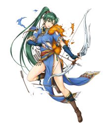Rule 34 | 1girl, bow (weapon), fire emblem, fire emblem heroes, full body, highres, holding, holding bow (weapon), holding weapon, lyn (fire emblem), nintendo, solo, torn clothes, transparent background, weapon