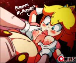 Rule 34 | 1boy, 1girl, alternate color, animated, animated gif, arm up, artist name, blonde hair, blue eyes, bottomless, grabbing another&#039;s breast, breasts, breasts out, character name, crown, dated, diives, english text, erection, fellatio, gloves, grabbing, hand up, heart, hetero, irrumatio, lips, mario, mario (series), medium breasts, navel, nintendo, nipples, open mouth, oral, paizuri, patreon logo, patreon username, penis, princess peach, puffy sleeves, short sleeves, solo focus, spoken heart, super smash bros., talking, uncensored, veins, veiny penis, watermark, white gloves