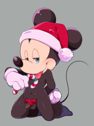 Rule 34 | 1boy, absurdres, animal ears, b (kana0816), candy, candy cane, closed mouth, commission, disney, food, furry, furry male, gloves, half-closed eyes, hat, highres, holding, holding candy, holding candy cane, holding food, kneeling, looking at viewer, male focus, micky mouse, mouse ears, mouse tail, penis, red hat, sexually suggestive, simple background, solo, tail, testicles, tongue, tongue out, uncensored, white gloves