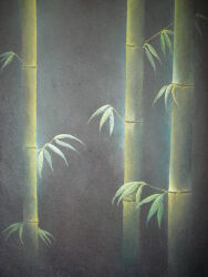 Rule 34 | bamboo, bamboo forest, branch, dark, forest, leaf, light, mitzoka2001, nature, no humans, original, painting (medium), shadow, traditional media