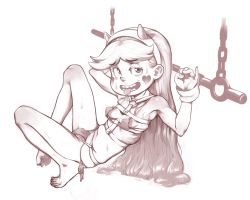 Rule 34 | 1girl, barefoot, feet, looking at viewer, monochrome, simon 7617118, solo, star butterfly, star vs the forces of evil