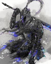 Rule 34 | 1boy, armor, artorias the abysswalker, breastplate, chainmail, dark souls (series), dark souls i, full armor, gauntlets, helmet, highres, holding, holding sword, holding weapon, male focus, pauldrons, plume, shimhaq, shoulder armor, solo, sword, weapon