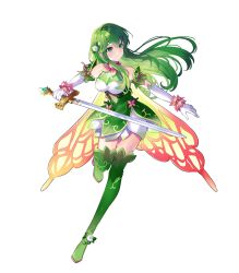 Rule 34 | 1girl, alternate costume, bare shoulders, boots, cape, closed mouth, dress, elbow gloves, female focus, fire emblem, fire emblem: mystery of the emblem, fire emblem heroes, flower, full body, gloves, gradient clothes, green eyes, green hair, green thighhighs, hair flower, hair ornament, highres, holding, holding sword, holding weapon, leg up, long hair, looking away, matching hair/eyes, nintendo, non-web source, official alternate costume, official art, palla (fire emblem), saine, short dress, sleeveless, solo, sword, thigh boots, thighhighs, thighs, transparent background, weapon, white gloves, zettai ryouiki