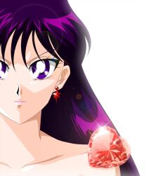 Rule 34 | 1girl, bishoujo senshi sailor moon, earrings, heart, highres, hino rei, jewelry, lips, long hair, purple eyes, purple hair, sumoonshi, very long hair
