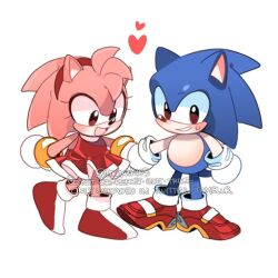 Rule 34 | 1boy, 1girl, amy rose, animal ears, animal nose, artist name, blue fur, brown eyes, chibi, dress, full body, furry, furry female, furry male, gloves, gold bracelet, hairband, hand on another&#039;s hand, heart, hedgehog, hedgehog boy, hedgehog ears, hedgehog girl, hedgehog tail, multiple views, open mouth, pink fur, red dress, red footwear, red hairband, shoes, sonic (series), sonic the hedgehog, sonic the hedgehog (classic), sucho, sweat, tail, white gloves