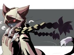 Rule 34 | 1girl, animal ears, arc system works, blazblue, braid, cat ears, cat tail, citolo, claws, glowing, glowing eyes, hood, solo, tail, taokaka