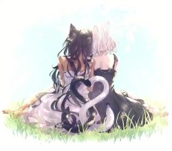 Rule 34 | 2girls, animal ears, animated, cara(artist), cat ears, cat girl, cat tail, lineart, multiple girls, original, tail, time-lapse, video, video