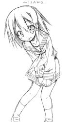 00s akari_ryuryuwa greyscale kusakabe_misao lucky_star monochrome school_uniform serafuku solo