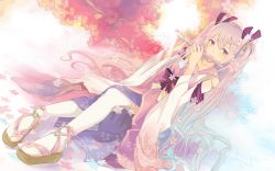Rule 34 | 1girl, blue eyes, bzerox, flute, hatsune miku, highres, instrument, long hair, music, pink hair, playing instrument, sandals, sitting, solo, thighhighs, very long hair, vocaloid