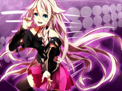 Rule 34 | 1girl, bad id, bad pixiv id, bare shoulders, blue eyes, braid, choker, ia (vocaloid), long hair, looking at viewer, miki bokaro, open mouth, pink hair, skirt, smile, solo, thighhighs, very long hair, vocaloid