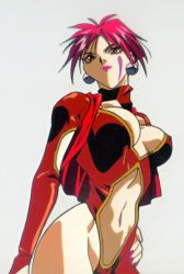 Rule 34 | 1990s (style), breasts, cel, cleavage, covered erect nipples, fatal fury, lipstick, lowres, makeup, oobari masami, panni (fatal fury), pink hair, production, spandex
