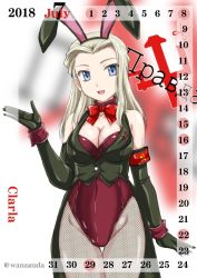 Rule 34 | 10s, 1girl, adapted uniform, animal ears, armband, black gloves, black pantyhose, blonde hair, blue eyes, blurry, blurry background, bow, bowtie, breasts, calendar, character name, clara (girls und panzer), cleavage, coattails, collar, commentary request, cowboy shot, cyrillic, detached collar, emblem, english text, fake animal ears, fishnet pantyhose, fishnets, gesture, girls und panzer, gloves, green jacket, highleg, highleg leotard, highres, jacket, july, leotard, looking at viewer, medium breasts, open mouth, pantyhose, playboy bunny, pravda (emblem), pravda school uniform, rabbit ears, red bow, red bowtie, red collar, red leotard, russian text, school uniform, smile, solo, standing, swept bangs, thigh gap, translated, twitter username, wan&#039;yan aguda, wrist cuffs
