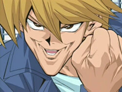 Rule 34 | 1boy, blonde hair, clenched hands, creepy, evil smile, jonouchi katsuya, meme, official art, open mouth, scary face, screencap, short hair, smile, teeth, what, you gonna get raped, yu-gi-oh!, yu-gi-oh! duel monsters