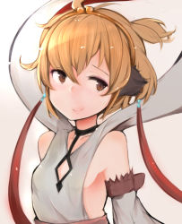 Rule 34 | 10s, 1girl, andira (granblue fantasy), antira, bad id, bad pixiv id, bare shoulders, blonde hair, breasts, brown eyes, detached sleeves, erune, granblue fantasy, hair ornament, hairband, highres, looking at viewer, muoto, no bra, short hair, sideboob, small breasts, smile, solo