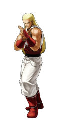 Rule 34 | 1boy, andy bogard, blonde hair, fatal fury, king of fighters xiii, male focus, muscular, official art, ogura eisuke, simple background, snk, solo, the king of fighters, the king of fighters xiii
