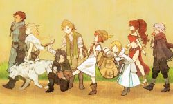 Rule 34 | 4boys, 4girls, alfyn (octopath traveler), animal, apple, bare shoulders, black hair, blonde hair, book, boots, bow (weapon), bracelet, brown hair, closed eyes, closed mouth, cyrus (octopath traveler), elbow gloves, everyone, food, fruit, gloves, h&#039;aanit (octopath traveler), hat, high heels, highres, jewelry, kneeling, long hair, looking at another, magnifying glass, midriff, mozuku (mozuuru0323), multiple boys, multiple girls, necklace, octopath traveler, octopath traveler i, olberic eisenberg, on one knee, open book, open mouth, ophilia (octopath traveler), ponytail, primrose azelhart, profile, quiver, scar, scarf, short hair, side slit, therion (octopath traveler), tressa (octopath traveler), walking, weapon