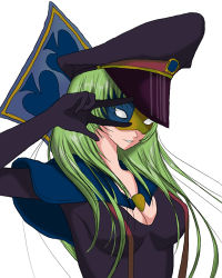 Rule 34 | 10s, 1girl, cape, green hair, hat, lowres, mask, peaked cap, solo, star driver, v, watanabe kanako