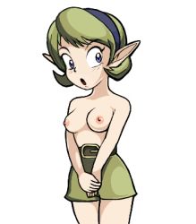 Rule 34 | breasts, lowres, nintendo, nipples, saria (zelda), shorts, the legend of zelda, the legend of zelda: ocarina of time, topless