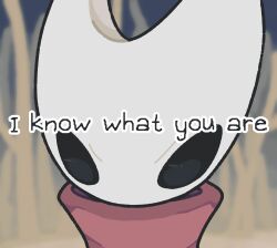 Rule 34 | 1girl, alicezakat, black eyes, blank eyes, blurry, blurry background, english text, female focus, high collar, highres, hollow knight, hornet (hollow knight), portrait, solo, text focus, v-shaped eyebrows