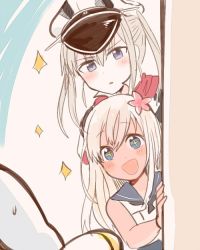 Rule 34 | + +, 10s, 2girls, :d, :o, bad id, bad twitter id, blonde hair, blue eyes, blush, graf zeppelin (kancolle), hair ornament, hat, itomugi-kun, kantai collection, multiple girls, open mouth, pale skin, peeking out, ro-500 (kancolle), smile, sparkle, stalking, tan, twintails