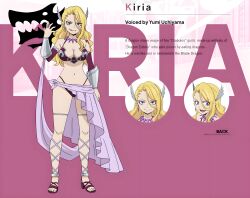 Rule 34 | 1girl, bikini, blonde hair, blue eyes, breasts, cleavage, earrings, fairy tail, jewelry, kiria (fairy tail), large breasts, long hair, navel, official art, revealing clothes, smile, swimsuit